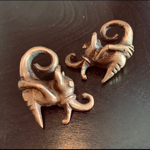 Solid Brass Ear Weights Earrings - Picture 4 of 5